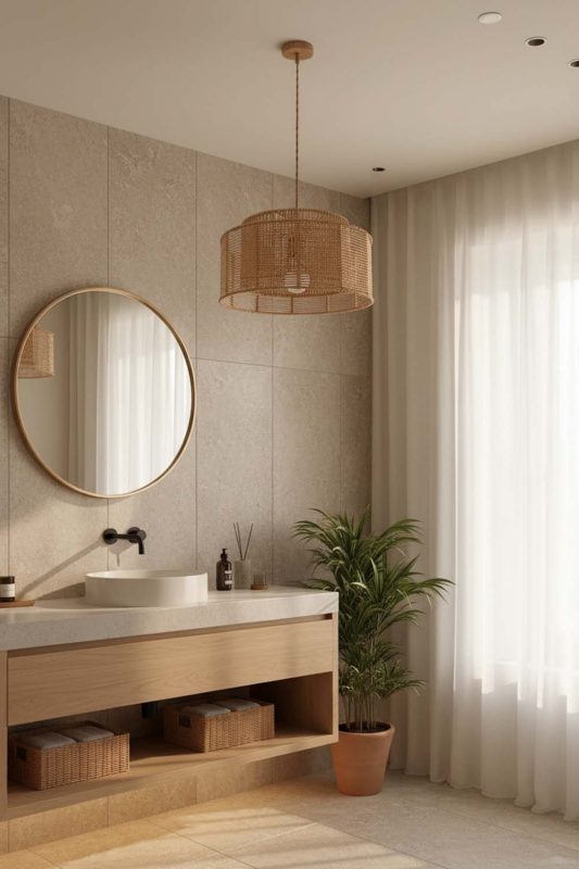 Bathroom Paper Rope Pendant Light A - Spa-like Ambience