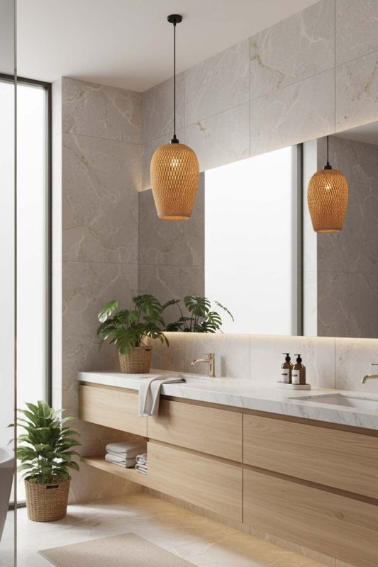 Bathroom Small Bamboo Cluster Pendant Light - Minimal & Modern