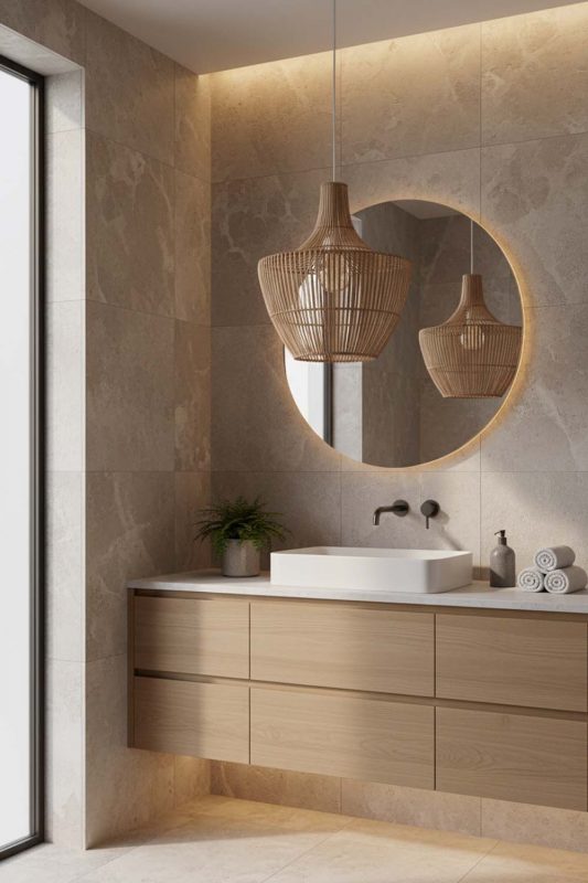 Bathroom Special Geometric Bamboo Pendant Light - Calm & Luxurious