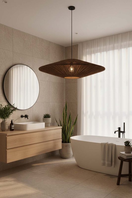 Bathroom Ufo Jute Rope Pendant Light - Calm & Luxurious