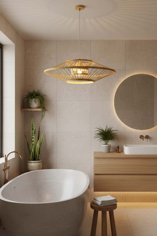 Bathroom Ufo Suspension Bamboo Light - Minimal & Modern