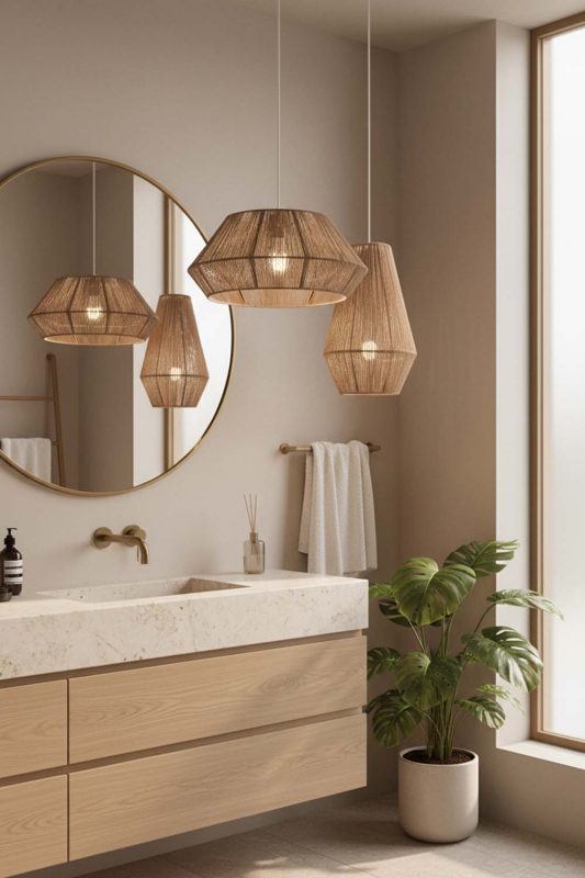 Bathroom Vintage Hemp Rope Pendant Light - Spa-like Ambience