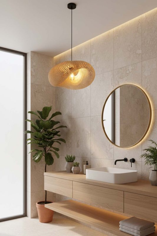 Bathroom Wicker Bird Nest Pendant Light A - Calm & Luxurious