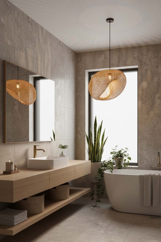 Bathroom Wicker Bird Nest Pendant Light B - Clean & Refreshing