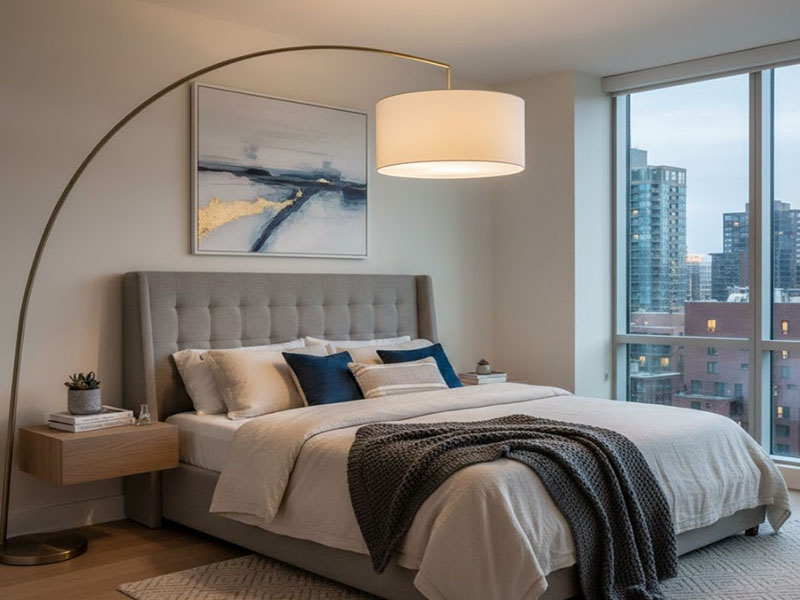 Bedroom Oversized Arc Lamp Make A Bold Statement