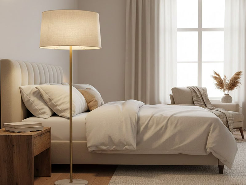 Bedroom Warm Linen Shade Floor Lamp