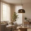 Black Bamboo Basket Pendant Light In Living Room