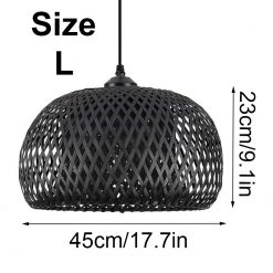 Black Bamboo Basket Pendant Light Size L