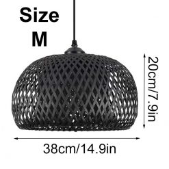 Black Bamboo Basket Pendant Light Size M