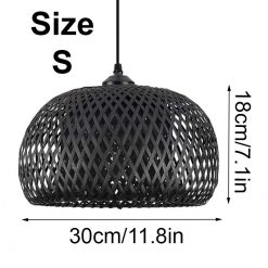 Black Bamboo Basket Pendant Light Size S