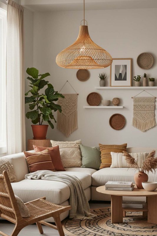 Boho Gourd Rattan Pendant Light - Vibrant & Creative