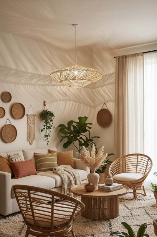 Boho Natural Ufo Shades Rattan Lamp - Relaxed & Stylish