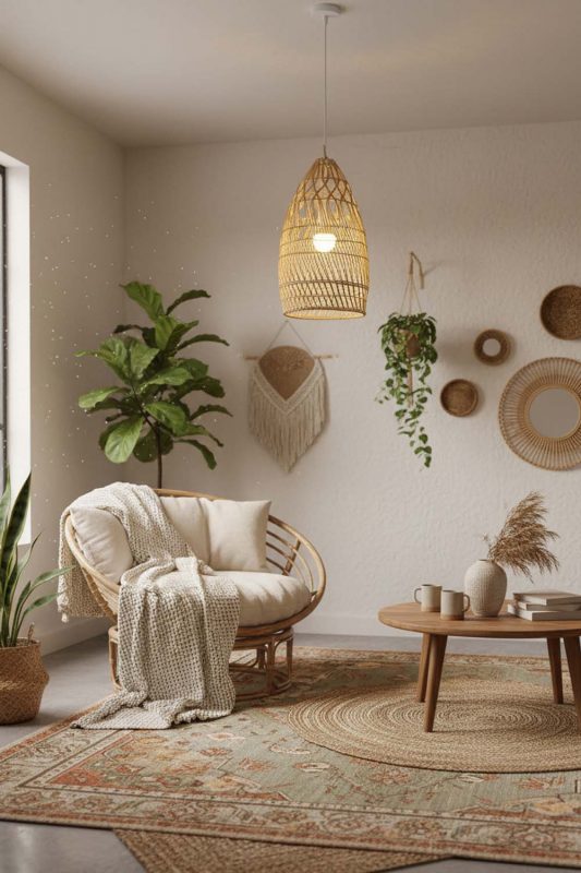 Boho Rattan Egg-shaped Pendant Light - Free-spirited & Cozy