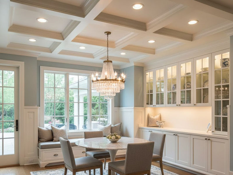 Breakfast Room Recessed Lighting Pair With Central Fixture