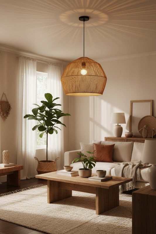 Cozy Bamboo Cage Pendant Light B - Peaceful Living