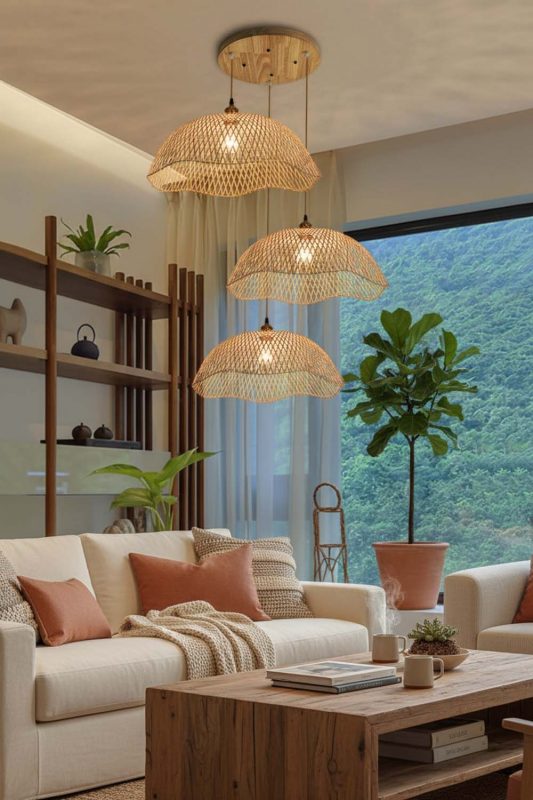 Cozy Bamboo Dome Pendant Light - Soft & Relaxing