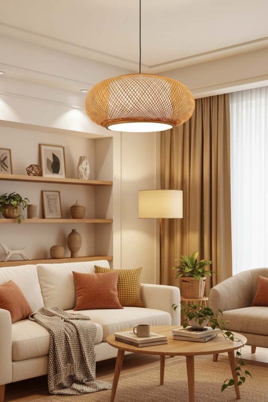 Cozy Bamboo Donut Pendant Light - Soft & Relaxing