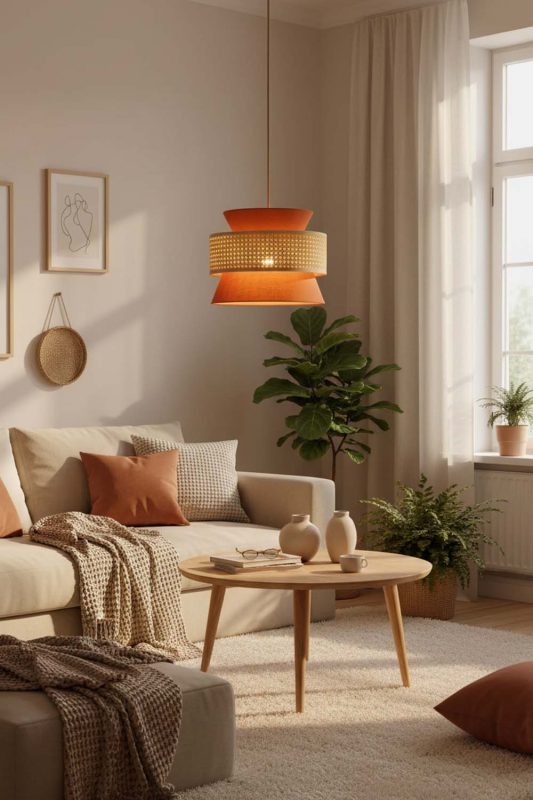 Cozy Bamboo Fabric Shade Pendant Light - Peaceful Living