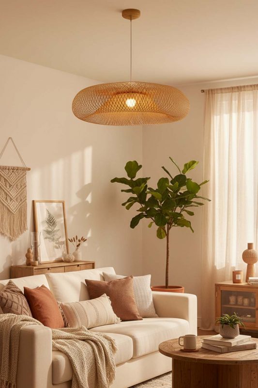 Cozy Bamboo Halo Pendant Light - Warm & Inviting