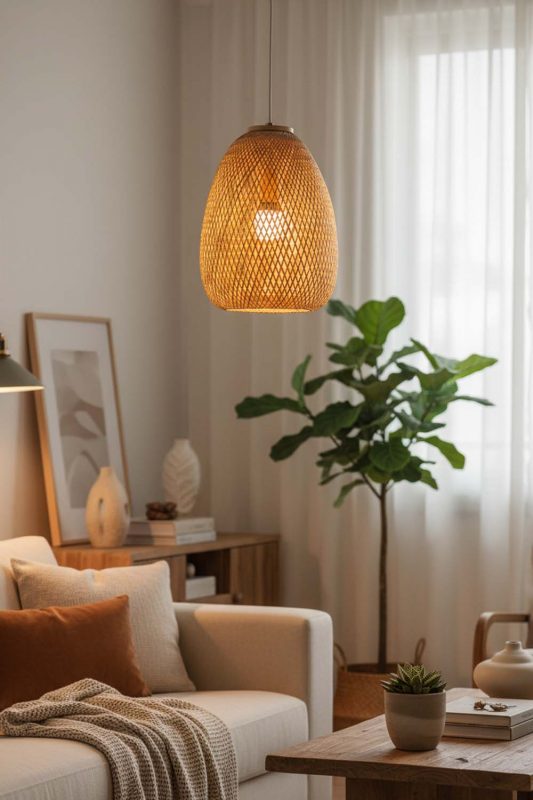 Cozy Bamboo Raindrop Pendant Light - Soft & Relaxing