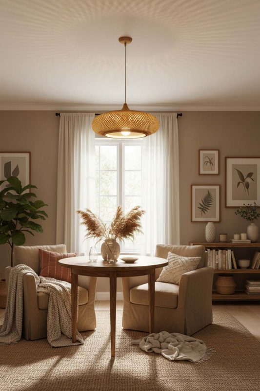 Cozy Bamboo Wood Pendant Light - Soft & Relaxing
