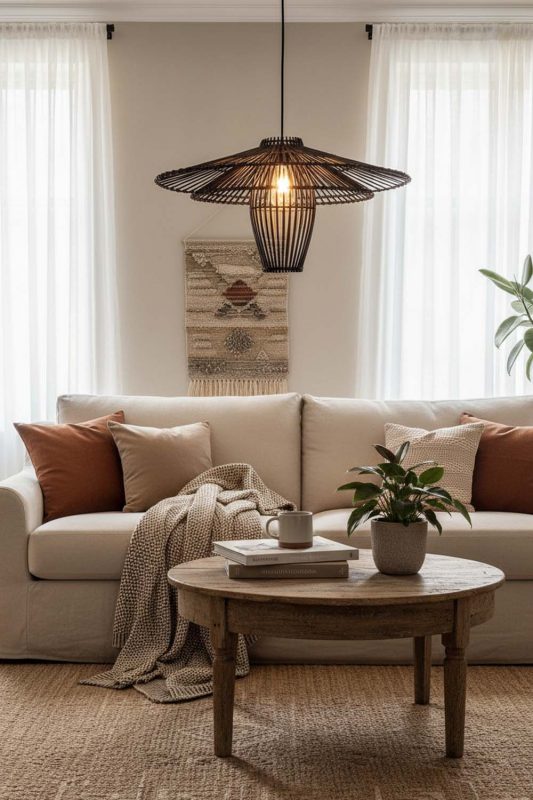 Cozy Black Bamboo Starburst Pendant Light - Warm & Inviting