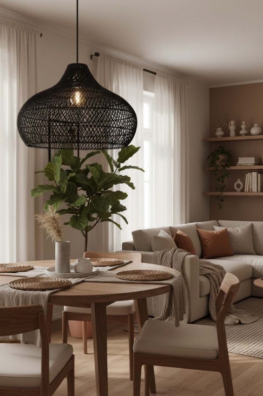 Cozy Black Kloe Rattan Pendant Light - Hygge Vibes