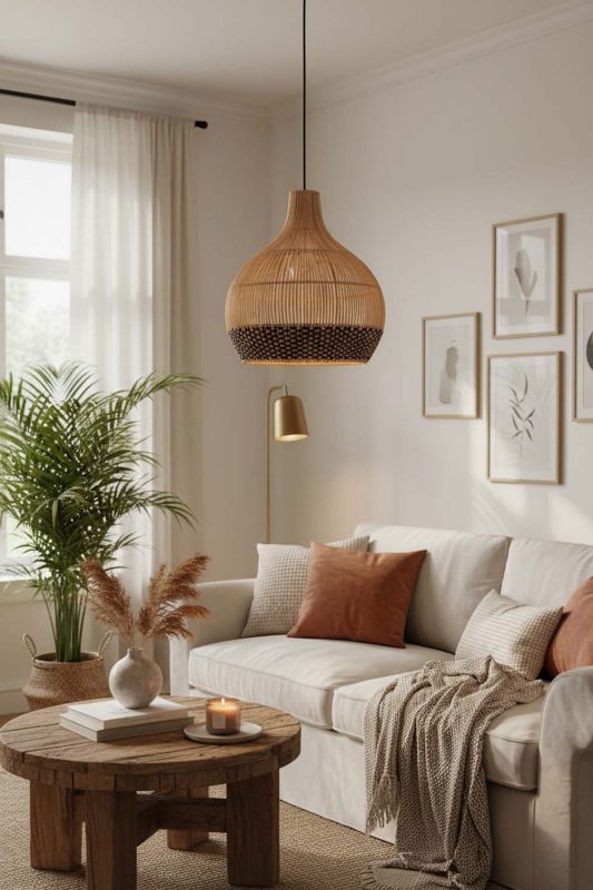 Cozy Bottom Black Rattan Pendant Light - Warm & Inviting