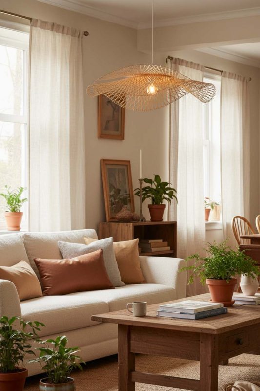 Cozy Double Bamboo Lotus Leaf Pendant Light - Peaceful Living