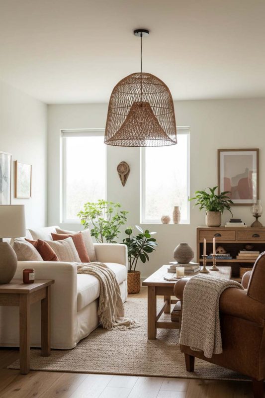 Cozy Double Layer Rattan Cage Pendant - Soft & Relaxing
