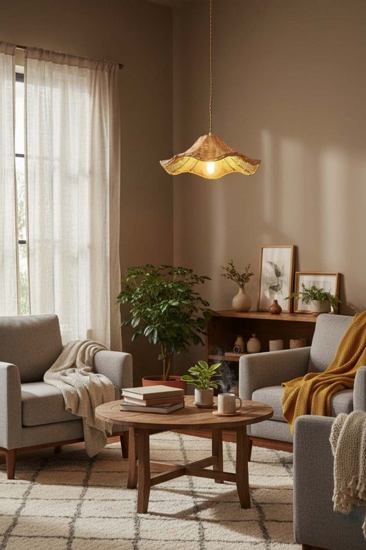 Cozy Floral Rattan Pendant Light - Peaceful Living