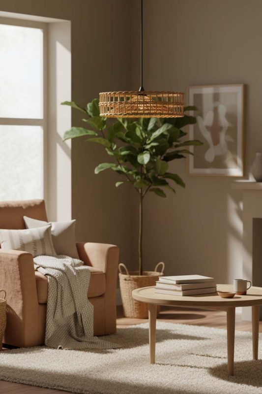 Cozy Halo Wicker Rattan Pendant - Warm & Inviting