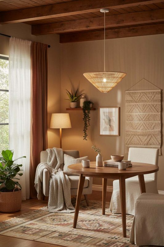 Cozy Inverted Pyramid Rattan Pendant Light - Warm & Inviting