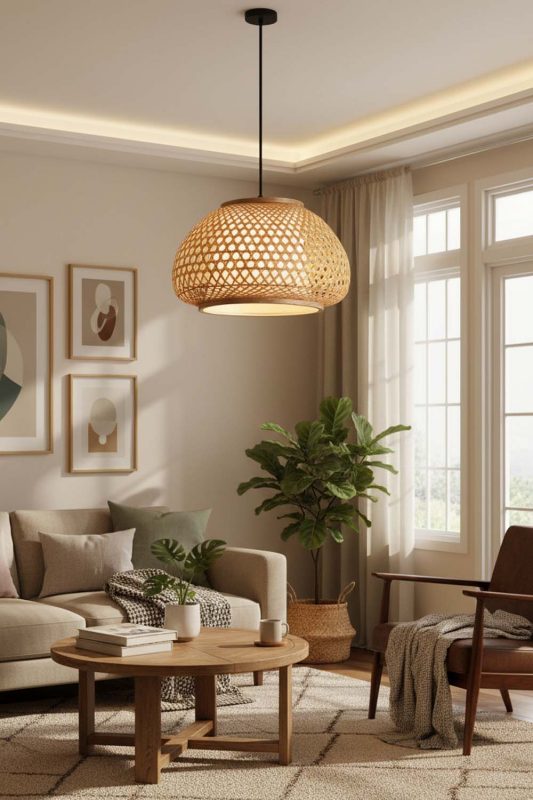 Cozy Lattice Bamboo Pendant Light - Soft & Relaxing