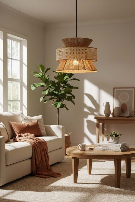 Cozy Natural Bamboo Silk Pendant Light - Comfort First