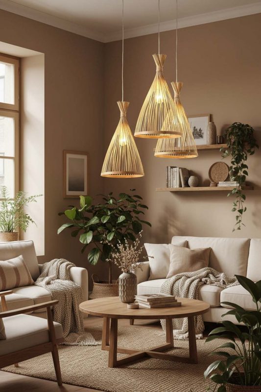 Cozy Natural Bamboo Tapered Pendant Light - Hygge Vibes
