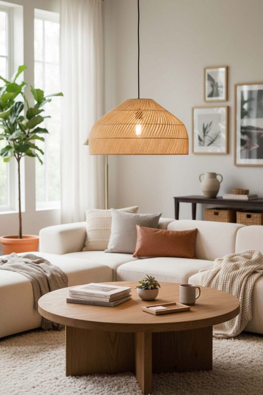 Cozy Natural Rattan Wide Dome Pendant Light - Comfort First