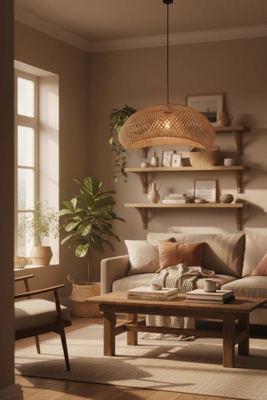 Cozy Rattan Diamond Pendant Light - Hygge Vibes