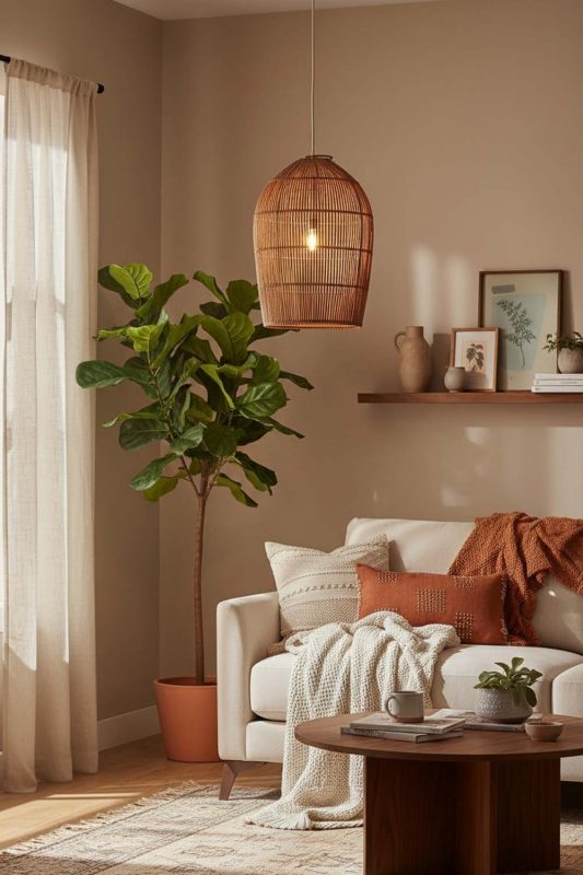 Cozy Rattan Dome Pendant Light - Hygge Vibes