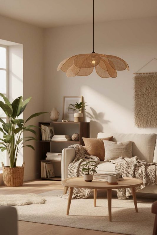 Cozy Rattan Flower Hanging Light - Warm & Inviting