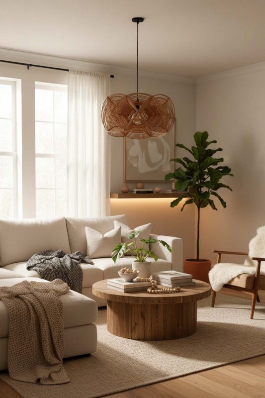 Cozy Rattan Linear Pendant Light - Soft & Relaxing