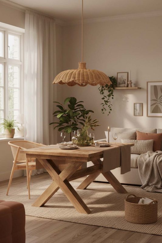 Cozy Rattan Scalloped Lampshade - Comfort First