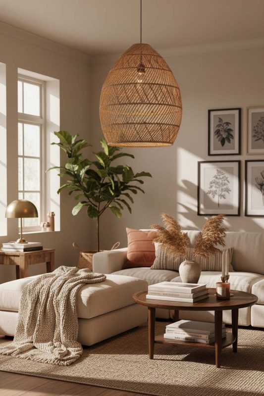 Cozy Rattan Sophisticated Pendant - Warm & Inviting