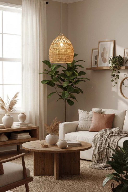 Cozy Rattan Tapered Pendant Light - Peaceful Living