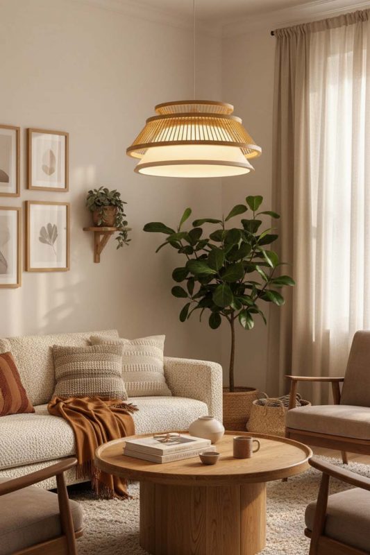 Cozy Round Shade Bamboo Light - Warm & Inviting