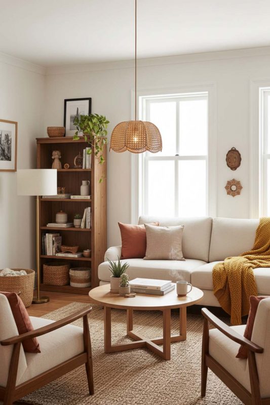 Cozy Scalloped Wicker Lampshade - Soft & Relaxing