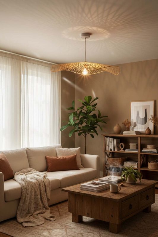 Cozy Single Bamboo Lotus Leaf Pendant Light - Hygge Vibes