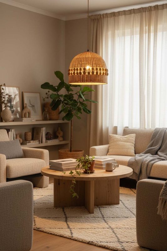 Cozy Small Bamboo Bell Pendant Light - Hygge Vibes