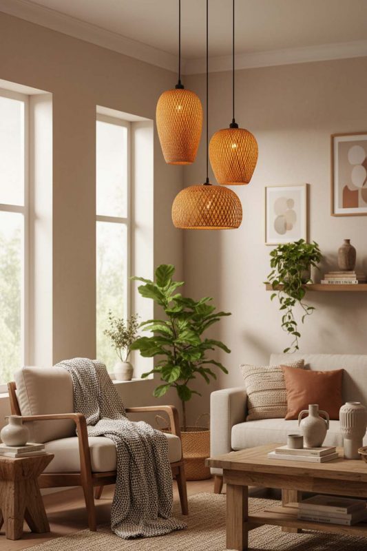 Cozy Small Bamboo Cluster Pendant Light - Hygge Vibes