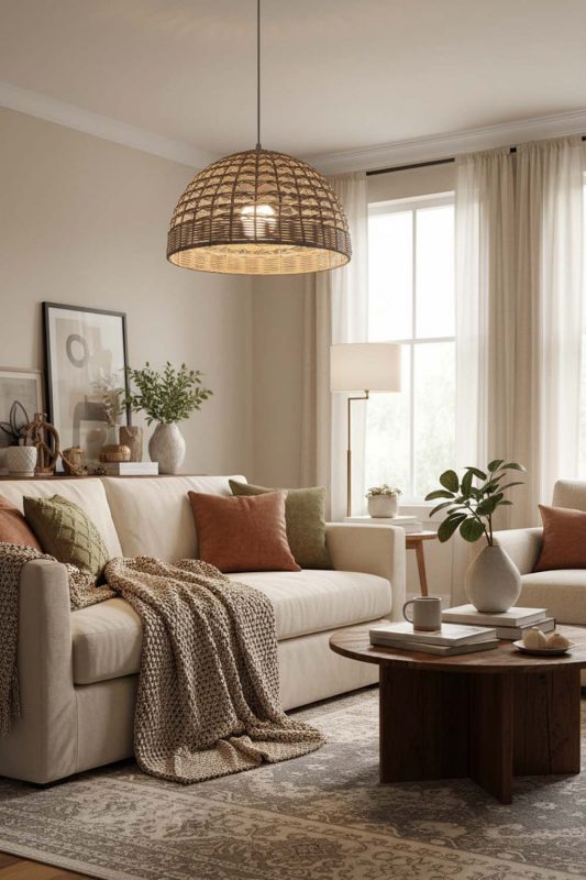 Cozy Small Rattan Dome Pendant - Hygge Vibes